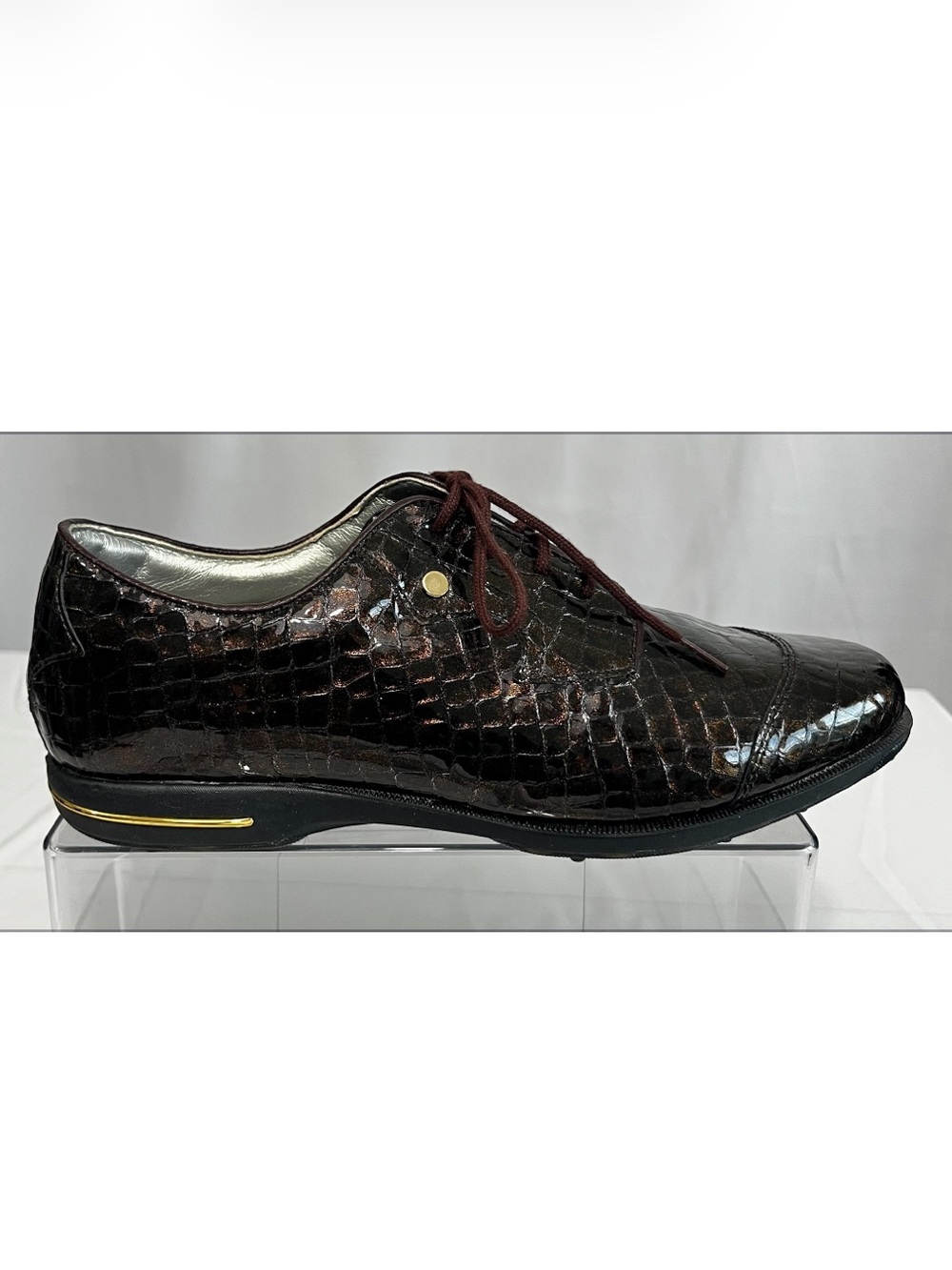 FootJoy Tailored Collection Women’s 8.5 Golf Shoes Brown Croc-Embossed 91693
